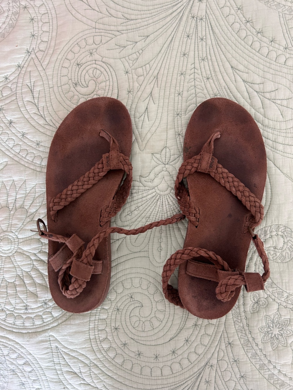 Teva Women's Braided Leather Sandals in Brown